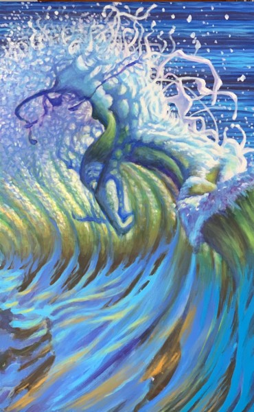 Malarstwo zatytułowany „sea wave” autorstwa Jin Hong, Oryginalna praca, Akryl