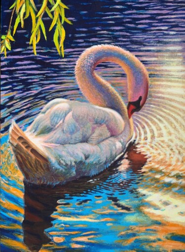 Peinture intitulée "swan 2" par Jin Hong, Œuvre d'art originale, Acrylique