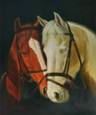 "OIL PAINTING HORSES…" başlıklı Tablo Hongtao Huang tarafından, Orijinal sanat, Petrol