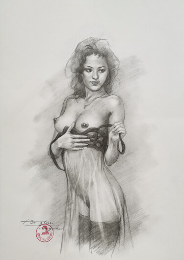 Drawing titled "DRAWING-Female nude…" by Hongtao Huang, Original Artwork, Pencil