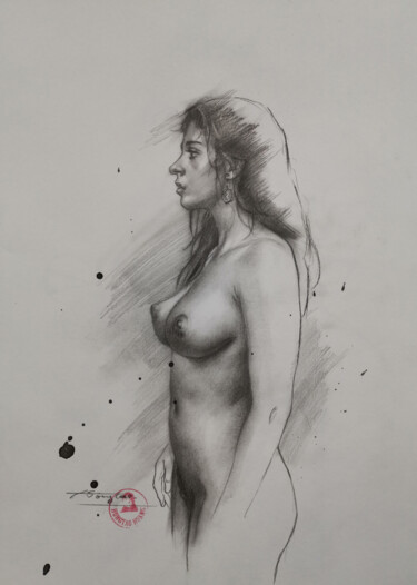 Drawing titled "Drawing-Female nude…" by Hongtao Huang, Original Artwork, Pencil