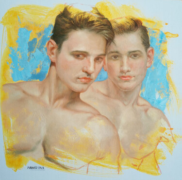 "Portrait of men#230…" başlıklı Tablo Hongtao Huang tarafından, Orijinal sanat, Petrol