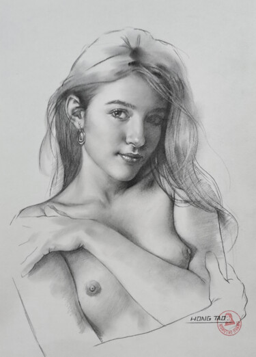 Drawing titled "In the Mood for Love" by Hongtao Huang, Original Artwork, Pencil