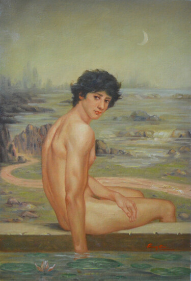 Painting titled "OIL PAINTING MALE N…" by Hongtao Huang, Original Artwork, Oil