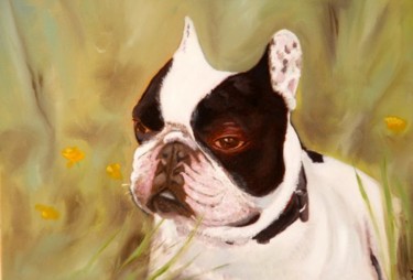 Peinture intitulée "le chien" par Queau, Œuvre d'art originale