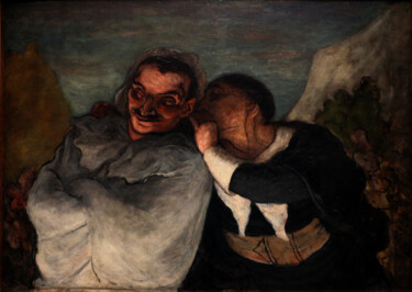 Painting titled "Crispin et Scapin" by Honoré Daumier, Original Artwork, Oil