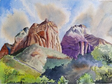 Painting titled "Canyon Trail" by Horacio Cobas, Original Artwork, Watercolor