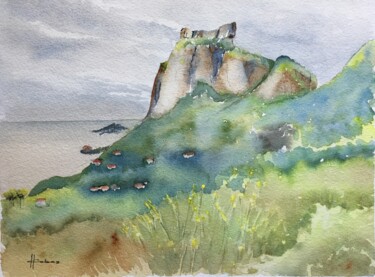 Malerei mit dem Titel "Rock of Gavea" von Horacio Cobas, Original-Kunstwerk, Aquarell