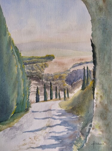 Pittura intitolato "Going Downhill" da Horacio Cobas, Opera d'arte originale, Acquarello