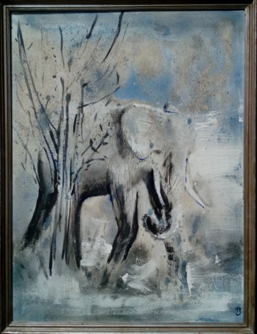 Peinture intitulée "Éléphant 1" par Hélène Jeannin, Œuvre d'art originale, Acrylique