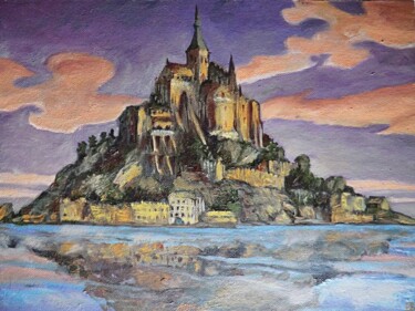 Painting titled "Le Mont-Saint-Miche…" by Horusartwork, Original Artwork, Oil