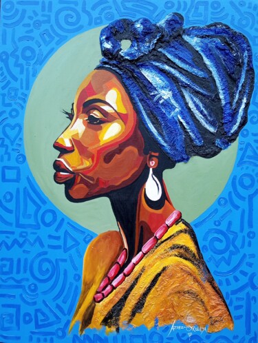 Painting titled "Feisty" by Azeez Okulaja, Original Artwork, Acrylic