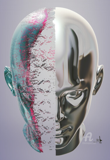 Digitale Kunst mit dem Titel "Transhumanisme" von Hosni Gharbi, Original-Kunstwerk, Digitale Malerei