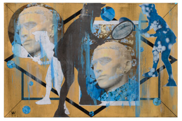 Collages titulada "Tennis" por Ecw, Obra de arte original, Collages Montado en Panel de madera