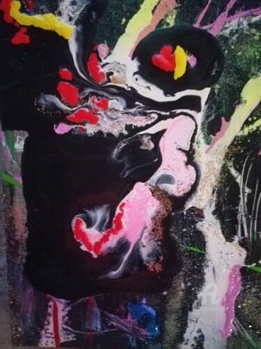 Картина под названием "Un tableau 2 univers" - Jen Simba Ka J. S. K, Подлинное произведение искусства, Акрил Установлен на Д…