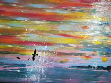 Schilderij getiteld "vue d'oiseau" door Jen Simba Ka J. S. K, Origineel Kunstwerk, Acryl