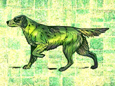 Digital Arts με τίτλο "Vintage Setter dog" από Hrdesign111, Αυθεντικά έργα τέχνης, Ψηφιακή ζωγραφική