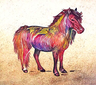 Arts numériques intitulée "Shetland Pony" par Hrdesign111, Œuvre d'art originale, Peinture numérique