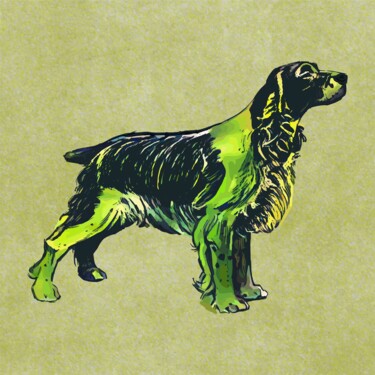 Arts numériques intitulée "Spaniel Dog" par Hrdesign111, Œuvre d'art originale, Peinture numérique