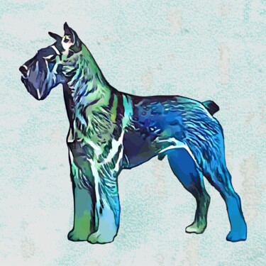 Digitale Kunst mit dem Titel "Schnauzer dog" von Hrdesign111, Original-Kunstwerk, Digitale Malerei