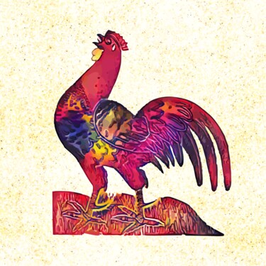 Arts numériques intitulée "Rooster" par Hrdesign111, Œuvre d'art originale, Peinture numérique