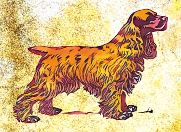 Arte digitale intitolato "Cocker Spaniel Dog" da Hrdesign111, Opera d'arte originale, Pittura digitale