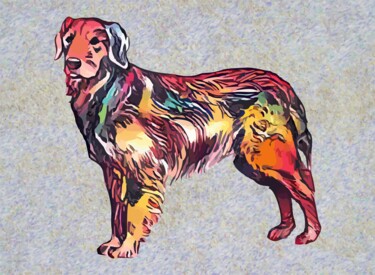 Arte digitale intitolato "Golden retriever dog" da Hrdesign111, Opera d'arte originale, Pittura digitale