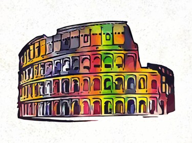 Arts numériques intitulée "Rome Colosseum" par Hrdesign111, Œuvre d'art originale, Peinture numérique