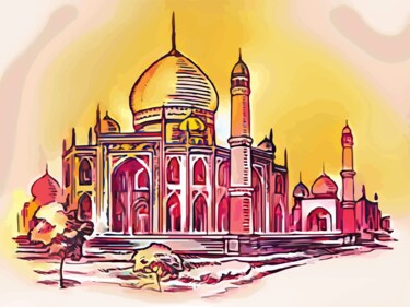 Arts numériques intitulée "Taj Mahal" par Hrdesign111, Œuvre d'art originale, Peinture numérique