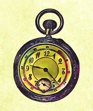 Arts numériques intitulée "Pocket watch" par Hrdesign111, Œuvre d'art originale, Peinture numérique