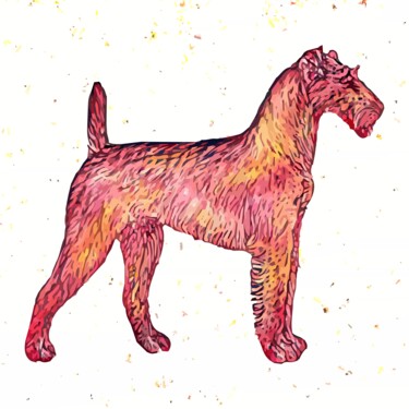 Arts numériques intitulée "Irish Terrier Dog" par Hrdesign111, Œuvre d'art originale, Peinture numérique