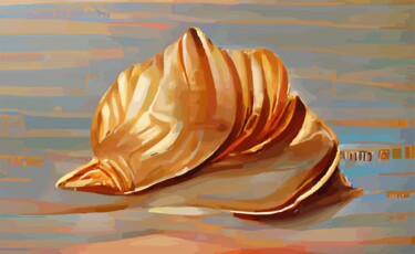 Digitale Kunst mit dem Titel "Vintage Seashell" von Hrdesign111, Original-Kunstwerk, Digitale Malerei