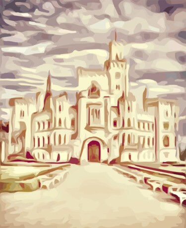 Digitale Kunst mit dem Titel "Hluboká castle" von Hrdesign111, Original-Kunstwerk, Digitale Malerei