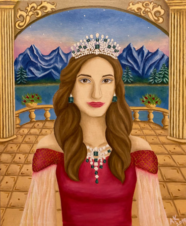 Painting titled "Emerald Princess" by Anastasia Kurganova, Original Artwork, Oil