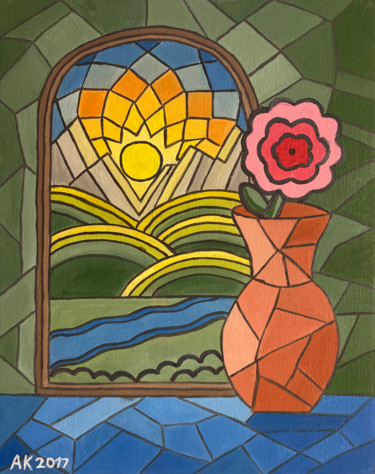 Pittura intitolato "Window" da Anastasia Kurganova, Opera d'arte originale, Olio