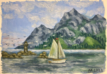 Peinture intitulée "Sailing Day" par Anastasia Kurganova, Œuvre d'art originale, Huile