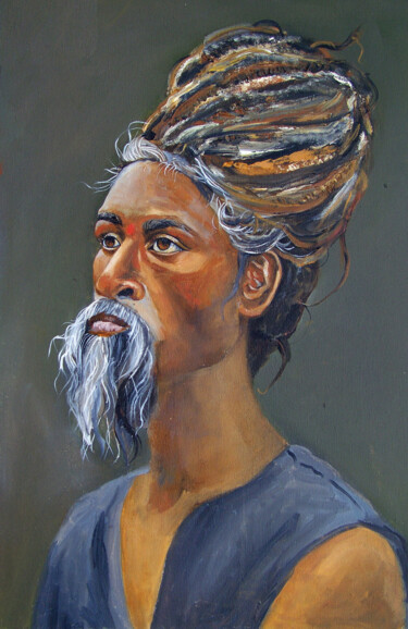 Peinture intitulée "Indian man" par Khristina Budnik, Œuvre d'art originale, Huile
