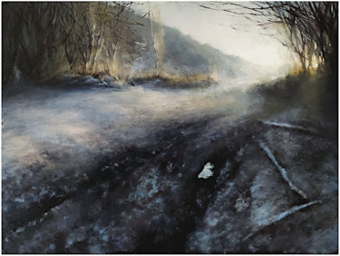 Картина под названием "WINTER LANDSCAPE" - Hubert Jabłoński, Подлинное произведение искусства, Масло Установлен на Деревянна…