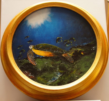 Malerei mit dem Titel "Le hublot" von Hubert Sibella, Original-Kunstwerk, Acryl
