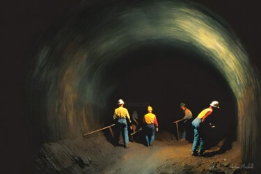 Digital Arts titled "Coal Miners #4" by Hudson Marshall, Original Artwork, Digital Print