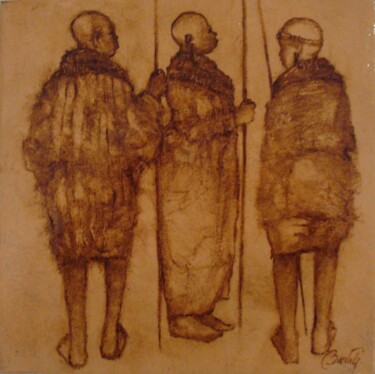 Картина под названием "Massai 1" - Hugo Bartoli, Подлинное произведение искусства, Масло