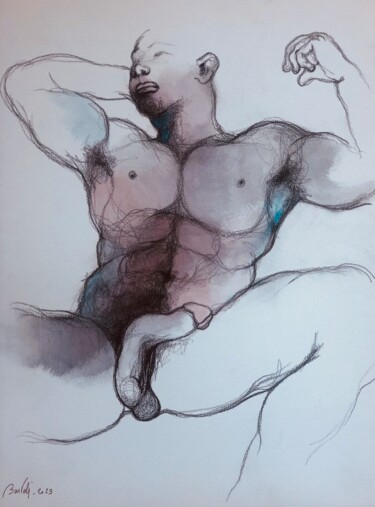 Рисунок под названием "Thinking" - Hugo Bartoli, Подлинное произведение искусства, Чернила