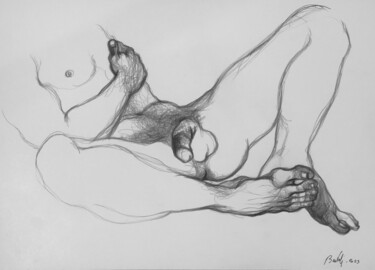 Drawing titled "Fetish" by Hugo Bartoli, Original Artwork, Charcoal