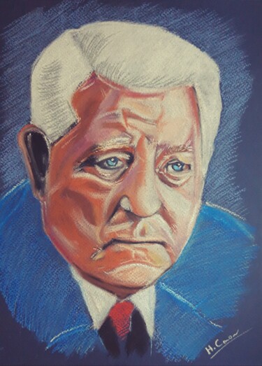 Drawing titled "Jean Gabin" by Hugo Caron, Original Artwork, Pastel