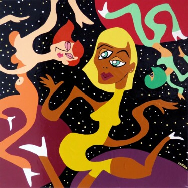 Peinture intitulée "Dança disco" par Hugo Castilho, Œuvre d'art originale, Émail Monté sur Châssis en bois