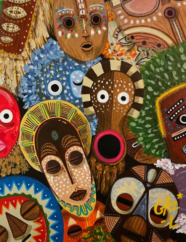 "RACINES" başlıklı Tablo Hugues Matumona tarafından, Orijinal sanat, Akrilik