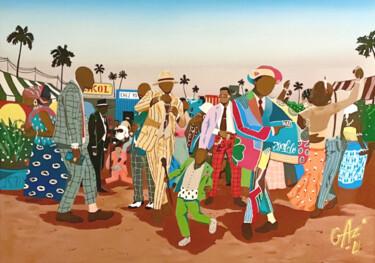 Malerei mit dem Titel "DJALELO" von Hugues Matumona, Original-Kunstwerk, Acryl