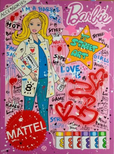 Картина под названием "Barbie Street Art/…" - Johanne 8, Подлинное произведение искусства