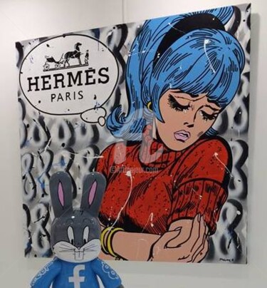 Malerei mit dem Titel "Hermes - PARIS" von Johanne 8, Original-Kunstwerk, Öl