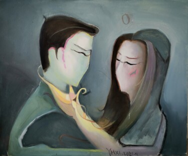 Schilderij getiteld "《我们互相伤害》" door Huixi Yu, Origineel Kunstwerk, pigmenten